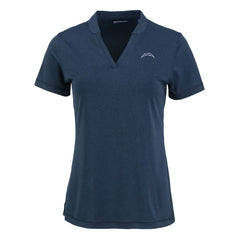 Los Angeles Chargers Cutter & Buck Women's Forge Stretch Blade DryTec V-Neck Polo Heather Navy