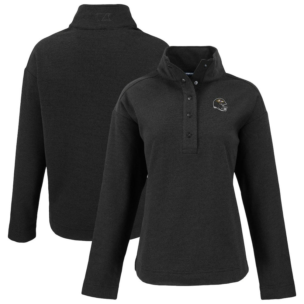 Baltimore Ravens Cutter & Buck Women's Hunts Point Eco Half-Snap Sweatshirt Black