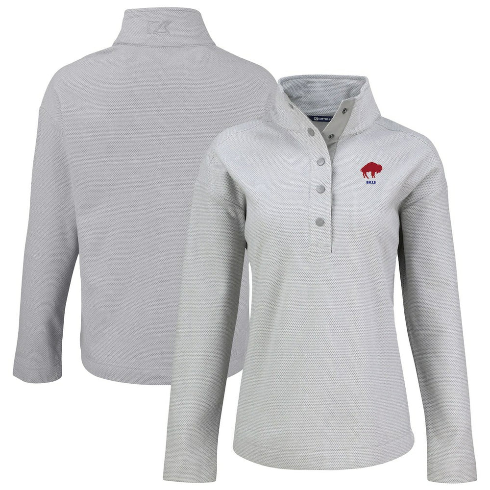 Buffalo Bills Cutter & Buck Women's Hunts Point Eco Half-Snap Sweatshirt Gray