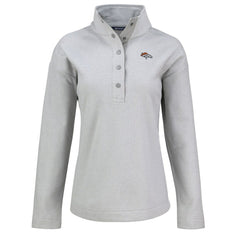 Denver Broncos Cutter & Buck Women's Hunts Point Eco Half-Snap Sweatshirt Gray