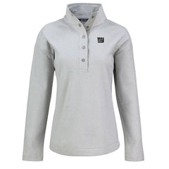 New York Giants Cutter & Buck Women's Hunts Point Eco Half-Snap Sweatshirt Gray