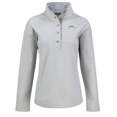 Los Angeles Chargers Cutter & Buck Women's Hunts Point Eco Half-Snap Sweatshirt Gray