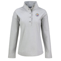 Pittsburgh Steelers Cutter & Buck Women's Hunts Point Eco Half-Snap Sweatshirt Gray