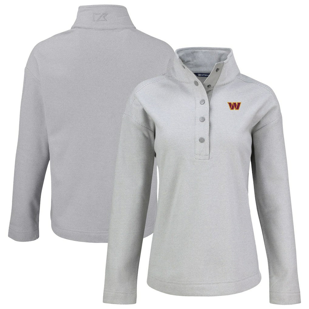 Washington Commanders Cutter & Buck Women's Hunts Point Eco Half-Snap Sweatshirt Gray