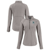 Carolina Panthers Cutter & Buck Women's Peshastin Eco Fleece Recycled Tri-Blend Raglan Half-Zip Jacket Heather Gray