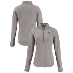 Carolina Panthers Cutter & Buck Women's Peshastin Eco Fleece Recycled Tri-Blend Raglan Half-Zip Jacket Heather Gray