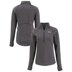 Baltimore Ravens Cutter & Buck Women's Peshastin Eco Fleece Recycled Tri-Blend Raglan Half-Zip Jacket Heather Black