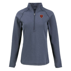 Chicago Bears Cutter & Buck Women's Peshastin Eco Fleece Recycled Tri-Blend Raglan Half-Zip Jacket Heather Navy