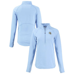 Los Angeles Chargers Cutter & Buck Women's Peshastin Eco Fleece Recycled Tri-Blend Raglan Half-Zip Jacket Heather Powder Blue