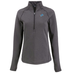 Detroit Lions Cutter & Buck Women's Peshastin Eco Fleece Recycled Tri-Blend Raglan Half-Zip Jacket Heather Black