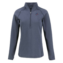 Detroit Lions Cutter & Buck Women's Americana Peshastin Eco Fleece Recycled Tri-Blend Raglan Half-Zip Jacket Heather Navy