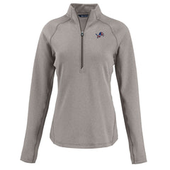 Detroit Lions Cutter & Buck Women's Americana Peshastin Eco Fleece Recycled Tri-Blend Raglan Half-Zip Jacket Heather Gray
