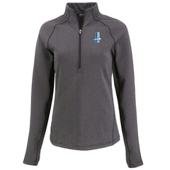 Detroit Lions Cutter & Buck Women's Peshastin Eco Fleece Recycled Tri-Blend Raglan Half-Zip Jacket Heather Black