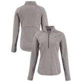Miami Dolphins Cutter & Buck Women's Peshastin Eco Fleece Recycled Tri-Blend Raglan Half-Zip Jacket Heather Gray