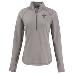 Las Vegas Raiders Cutter & Buck Women's Peshastin Eco Fleece Recycled Tri-Blend Raglan Half-Zip Jacket Heather Gray