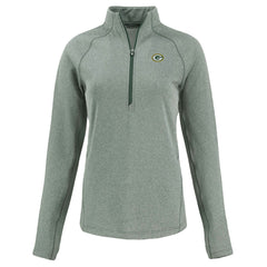 Green Bay Packers Cutter & Buck Women's Peshastin Eco Fleece Recycled Tri-Blend Raglan Half-Zip Jacket Heather Green