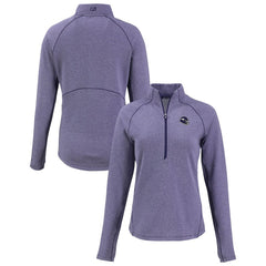 Minnesota Vikings Cutter & Buck Women's Peshastin Eco Fleece Recycled Tri-Blend Raglan Half-Zip Jacket Heather Purple