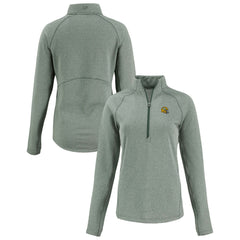 Green Bay Packers Cutter & Buck Women's Peshastin Eco Fleece Recycled Tri-Blend Raglan Half-Zip Jacket Heather Green