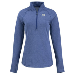 New York Giants Cutter & Buck Women's Peshastin Eco Fleece Recycled Tri-Blend Raglan Half-Zip Jacket Heather Royal