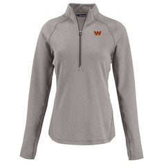 Washington Commanders Cutter & Buck Women's Peshastin Eco Fleece Recycled Tri-Blend Raglan Half-Zip Jacket Heather Gray