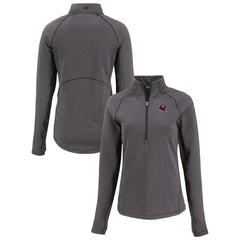 Washington Commanders Cutter & Buck Women's Peshastin Eco Fleece Recycled Tri-Blend Raglan Half-Zip Jacket Heather Black