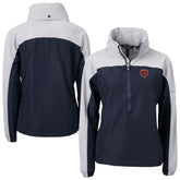 Chicago Bears Cutter & Buck Women's Charter Eco Recycled Half-Zip Hooded Anorak Jacket Navy