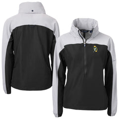 Green Bay Packers Cutter & Buck Women's Charter Eco Recycled Half-Zip Hooded Anorak Jacket Black