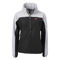 San Francisco 49ers Cutter & Buck Women's Charter Eco Recycled Half-Zip Hooded Anorak Jacket Black