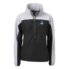 Detroit Lions Cutter & Buck Women's Charter Eco Recycled Half-Zip Hooded Anorak Jacket Black