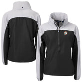 Miami Dolphins Cutter & Buck Women's Charter Eco Recycled Half-Zip Hooded Anorak Jacket Black