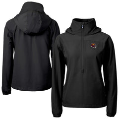 Washington Commanders Cutter & Buck Women's Charter Eco Recycled Half-Zip Hooded Anorak Jacket Black