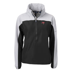 Tampa Bay Buccaneers Cutter & Buck Women's Charter Eco Recycled Half-Zip Hooded Anorak Jacket Black