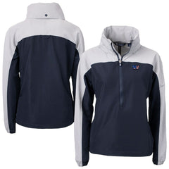Washington Commanders Cutter & Buck Women's Charter Eco Recycled Half-Zip Hooded Anorak Jacket Navy