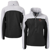Washington Commanders Cutter & Buck Women's Charter Eco Recycled Half-Zip Hooded Anorak Jacket Black