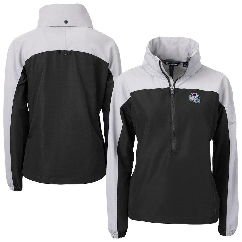 Buffalo Bills Cutter & Buck Women's Charter Eco Recycled Half-Zip Hooded Anorak Jacket Black