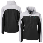 Philadelphia Eagles Cutter & Buck Women's Charter Eco Recycled Half-Zip Hooded Anorak Jacket Black