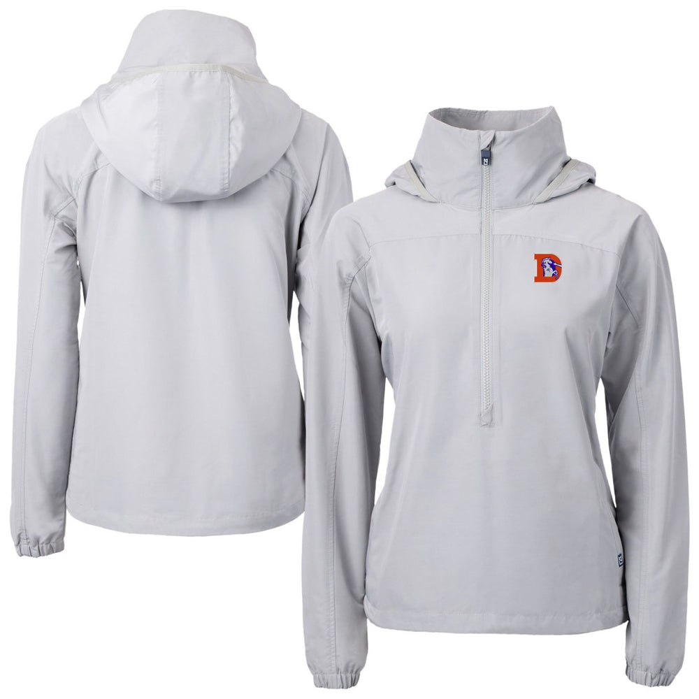 Denver Broncos Cutter & Buck Women's Charter Eco Recycled Half-Zip Hooded Anorak Jacket Gray