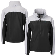 Carolina Panthers Cutter & Buck Women's Charter Eco Recycled Half-Zip Hooded Anorak Jacket Black