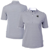 Denver Broncos Cutter & Buck Women's Virtue Eco Pique Stripe Recycled Quarter-Zip Top Navy