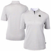 Jacksonville Jaguars Cutter & Buck Women's Virtue Eco Pique Stripe Recycled Quarter-Zip Top Gray
