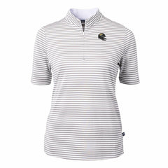 Jacksonville Jaguars Cutter & Buck Women's Virtue Eco Pique Stripe Recycled Quarter-Zip Top Gray