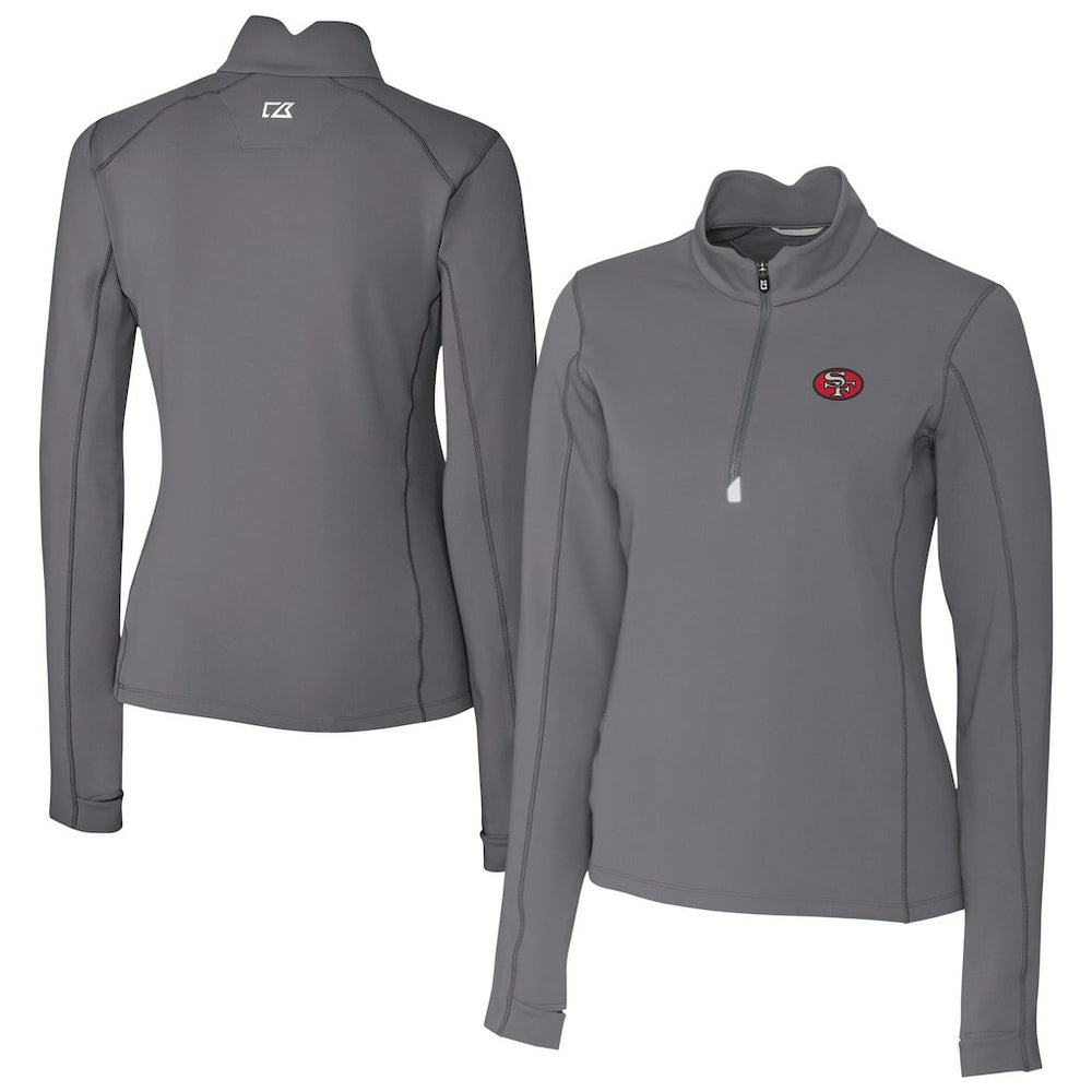 San Francisco 49ers Cutter & Buck Women's Traverse Stretch Quarter-Zip Pullover Top Gray