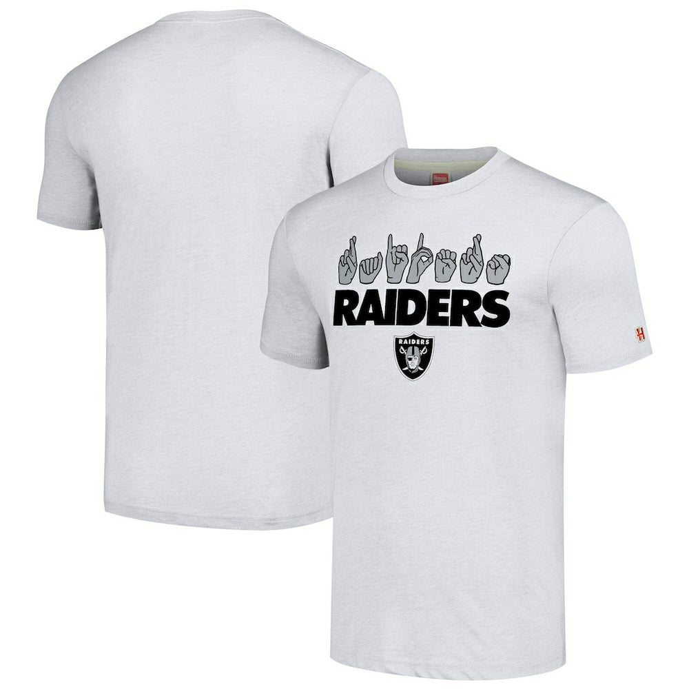 Las Vegas Raiders Homage Unisex The NFL ASL Collection by Love Sign American Sign Language T-Shirt Ash