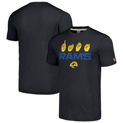 Los Angeles Rams Homage Unisex The NFL ASL Collection by Love Sign American Sign Language T-Shirt Charcoal