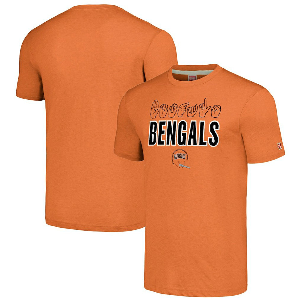 Cincinnati Bengals Homage Unisex The NFL ASL Collection by Love Sign American Sign Language T-Shirt Orange