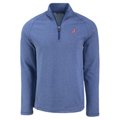 Atlanta Braves Cutter & Buck Peshastin Eco Fleece Recycled Raglan Quarter-Zip Top - Heather Blue Tops
