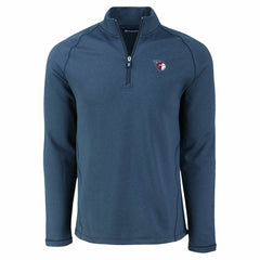 Cleveland Guardians Cutter & Buck Peshastin Eco Fleece Recycled Raglan Quarter-Zip Top - Heather Navy Tops