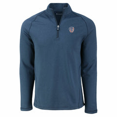 Milwaukee Brewers Cutter & Buck Peshastin Eco Fleece Recycled Raglan Quarter-Zip Top - Heather Navy Tops