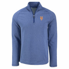 New York Mets Cutter & Buck Peshastin Eco Fleece Recycled Raglan Quarter-Zip Top - Heather Blue Tops