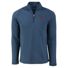 Philadelphia Phillies Cutter & Buck Peshastin Eco Fleece Recycled Raglan Quarter-Zip Top - Heather Navy Tops